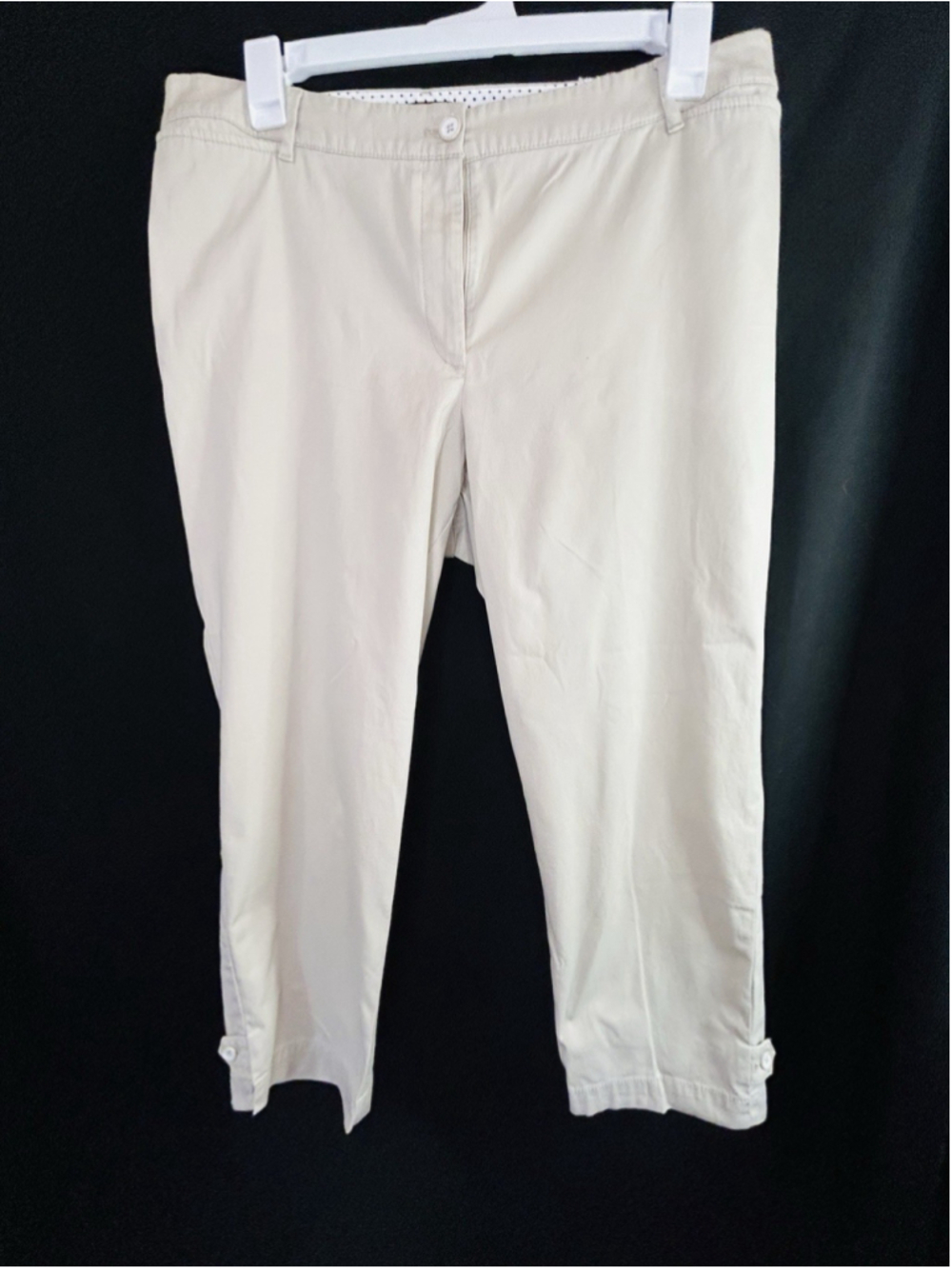 Talbots Women's Size 16W Perfect Crop Khaki Beige Pants Side Elastic High Rise